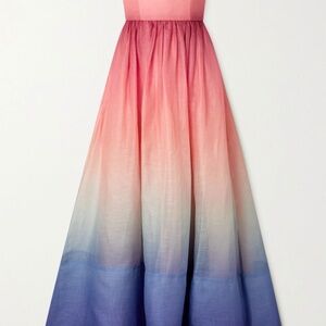 Zimmermann Postcard Ombré Silk Linen Strapless Dress